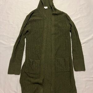 Olive Green Hooded Cardigan